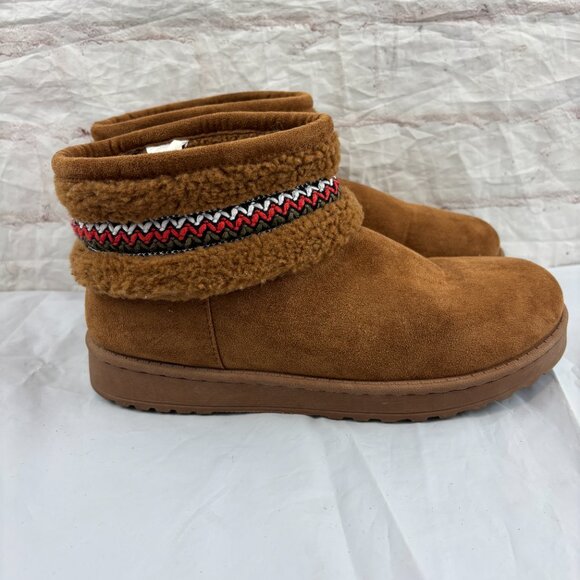 White Mountain Icons Women's 8 Tan Faux Fur Slip-on Booties - Picture 3 of 11